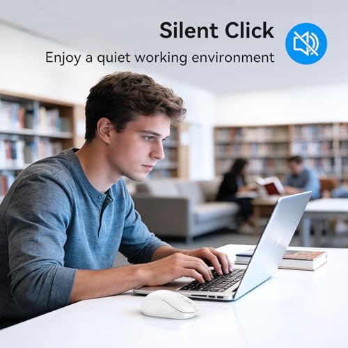 Image of TECKNET 2.4GHz White Wireless Mouse,Suitable for Small to Medium Hands | Laptop Mouse 3 Adjustable DPI Office Cordless USB Mice with Receiver,Compact & Easy to Carry Quiet Clicking