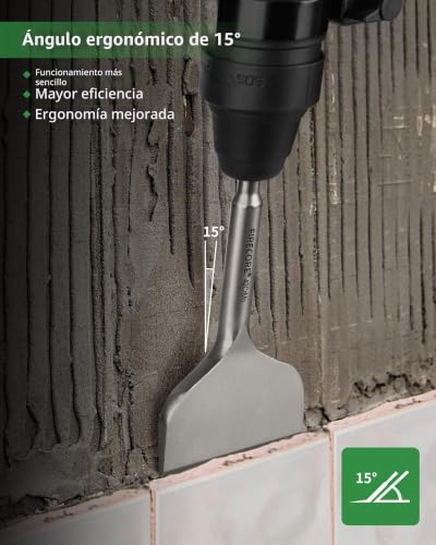 Miniatura 6 de Firecore Cincel Sds Plus 165x75 Mm, Cincel Ancho Plano De Acero 42crmo Adecuado Para Martillo Demoledor, Chisel Para Azulejos Para Bricolaje Y Obras De Construcción - Fs22365