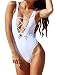 Women Monikini Swimsuit One Piece Sexy Cute Bathing Suits Lace-up U Back White S