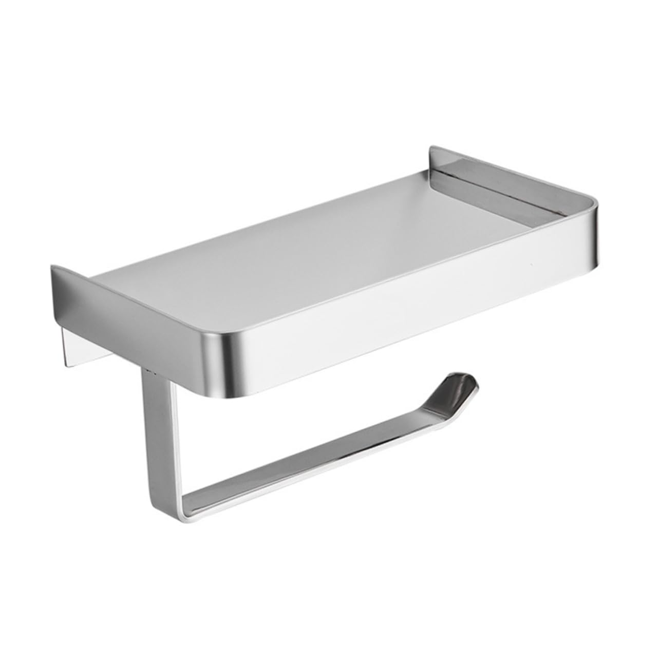 GALPADA Muro Telefono Igienica Acciaio da Porta Inossidabile Carta e con Funzionale Ripiano Antiscivolo Colore Argento Resistente per Bagno Toilette