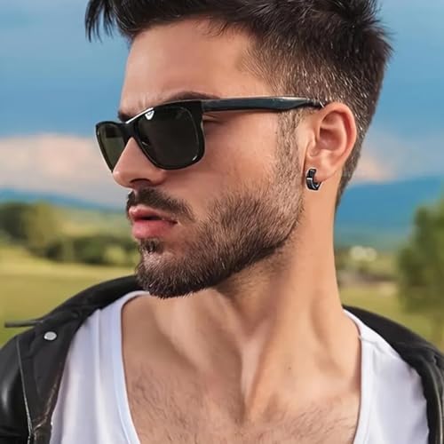 Image of Young & Forever Gift Stainless Steel Hoop Stud Earrings for Men and Boys