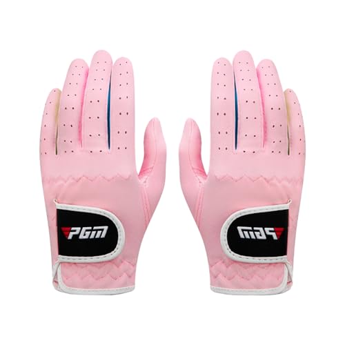 WIGERLON Kids Golf Gloves,Youth Golf Glove for Gilrls and Boys,Junior Golf Glove for Left Hand and Right Hand(2pcs) Pink M