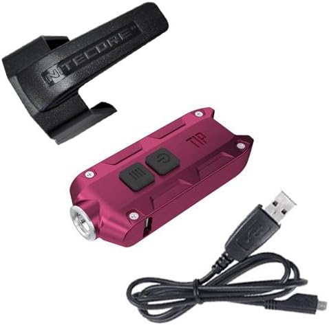 Nitecore TIP USB Rechargeable Keychain XP-G S3 light -Red w/USB Cable + Clip