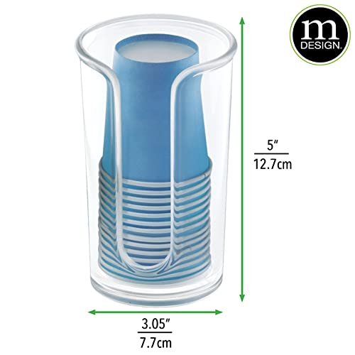 Mdesign Small Plastic Paper Cup Dispenser - Compact Storage Holder For Mouthwash Cups On Bathroom Vanity Countertops, 3 Oz. Rinsing Cups Included - Lumiere Collection - Clear #TOP3