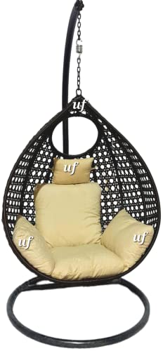 Image of Universal Furniture Single Seater Hanging Swing Chair With Stand For Outdoor /Indoor /Balcony /Garden /Patio /Hanging (Brown)(Rattan)