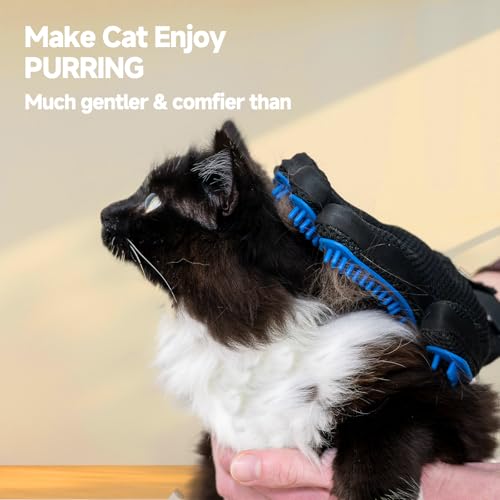 NVNAN Pet Hair Removal Glove for Dogs & Cats, 2-Pack Blue | 2-in-1 deshedding brush and massage mitt for shedding control, bathing and washing, safe for short or long hair pets - Image 7