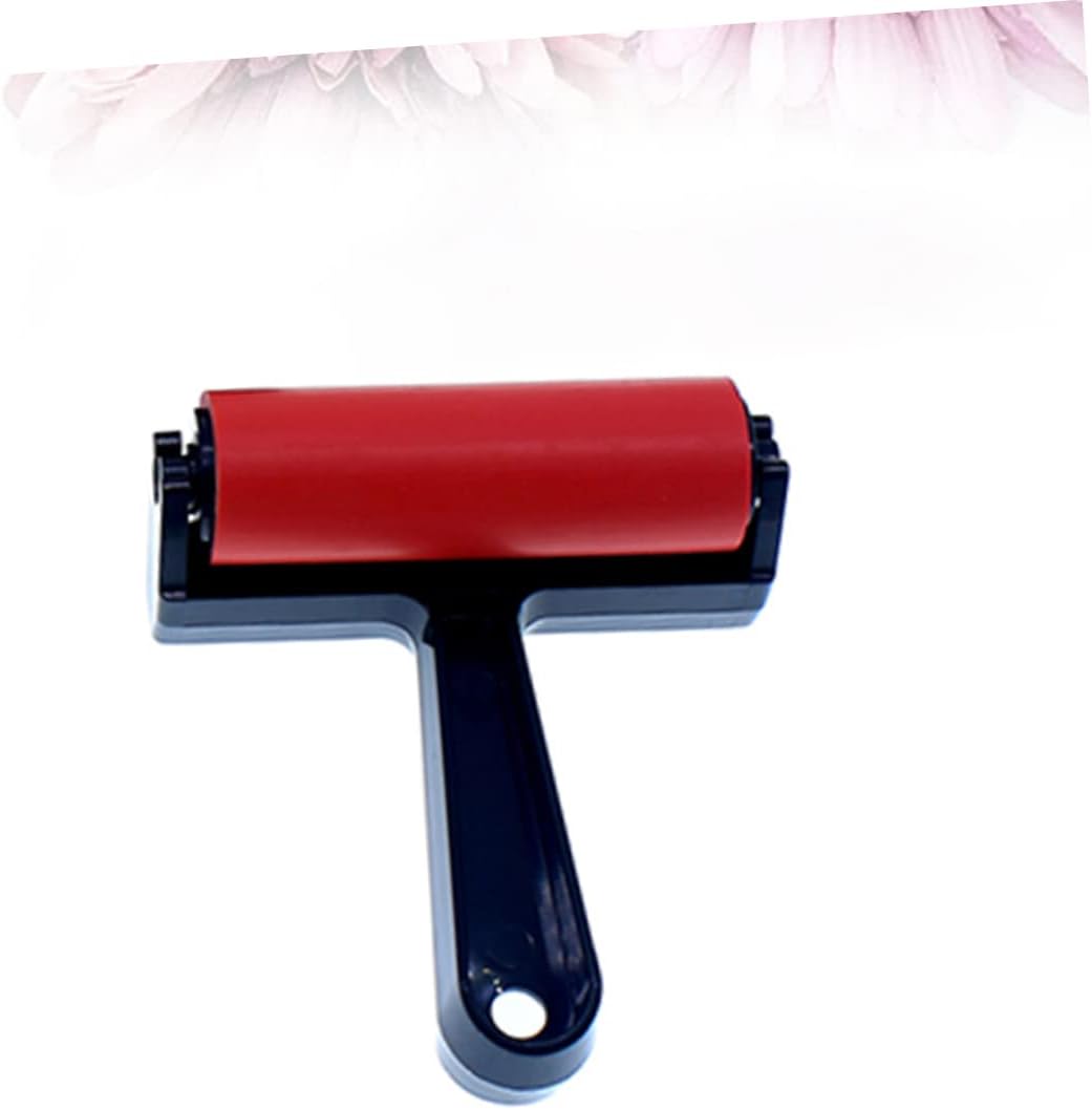 Artist Rubber Roller Brush for Painting and Crafting Lightweight Red Handle for Ink Varnish and Stains for DIY Art Projects and Scrapbooking