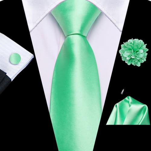 Image of Hi-Tie Zipper Ties for Men Pre-tied Tie Set Lapel Pin Pocket Square and Cufflinks Formal Business Wedding Adjustable Necktie