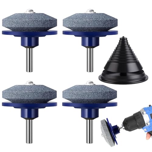 Afilador de Cortacésped,5 Piezas Cortacésped Afilador de Cuchillas,Accesorio Compatible con Blade Balancer Afilador De Cuchillas De Cortacésped para Afilar Cuchillas de Césped Cuchillas (Azul)