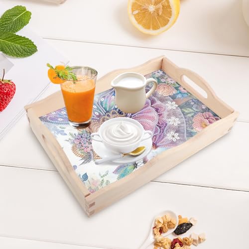 Image of AiYuanzsh DIY Diamond Art Tray Kits for Adults, Butterfly Fairy | Handmade Wooden Tray with Handle, Mosaic Making Kits by Number, Diamond Painting Plate, Creative Design