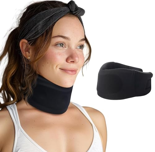 Neck Brace Stretcher Cervical Collar for Pain Relief and Improve Necks Tilt Traction Device with Ice Silk Fabric and Soft Foam, Cervicorrect Necks Brace at Home or Work (Black)
