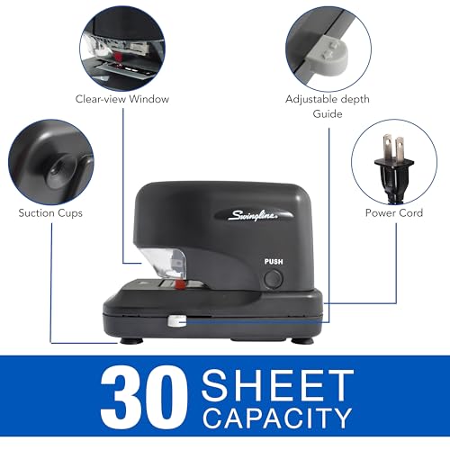 Swingline Cartridge Electric Stapler, 30 Sheet Capacity, Jam Free, includes 5000 Staple Cartridge, Black (69008)