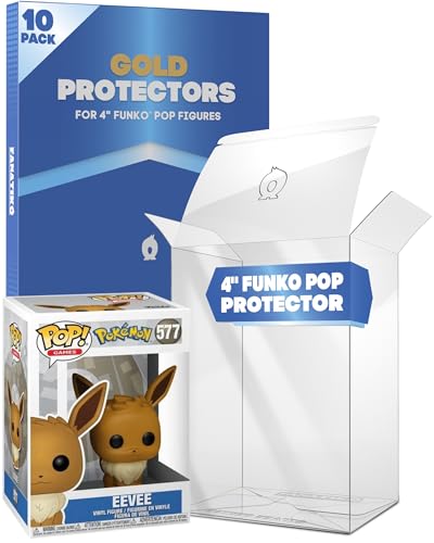 Fanatiko Pack de 10 Protectores Gold para Funko Pop 4' – Funda Funko Pop de 0,5 mm de Grosor – Mantén tu Colección Impecable con tu Protector con Film Antiarañazos