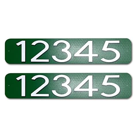 Curb-N-Sign 2 Reflective Horizontal Mailbox Address Numbers Plaques, Solid Aluminum, Custom, Pre-drilled Address Signs for Outdoor, 5 Year Warranty (Green) Cover
