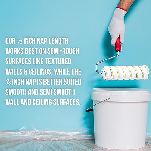 True Blue 9" Professional Paint Roller Covers, 9 Inch, Best For All Types Of Painting Surfaces, Refill Bulk Pack (6, 3/8" Nap) #TOP3