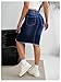 WDIRARA Women's Denim Pencil Skirt High Waisted Ripped Raw Hem Knee Length Stretch Bodycon Skirt Dark Wash X-Small