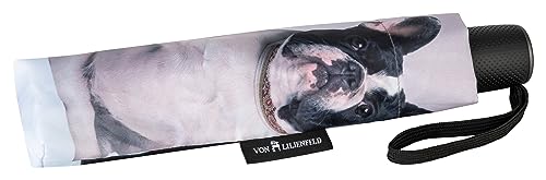VON LILIENFELD Regenschirm Taschenschirm Französische Bulldoggen Windfest Auf-Zu-Automatik Stabil Leicht Kompakt