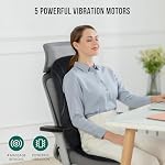 Snailax Massager dos vibrant avec chaleur, masseur de siège, 8 Moteurs vibrants & 5 Modes, Chaise Coussin de massage, Bureau, Cadeaux pour les femmes Hommes