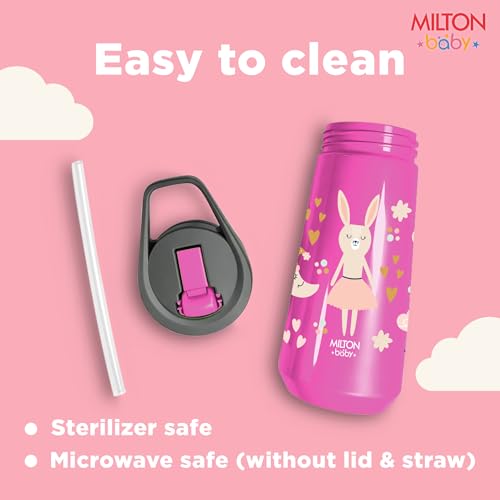 Image of Milton Baby Spout Sipper,No-Spill Design,BPA-Free,Food-Grade Material,Microwave-Sterilizer Safe,Easy-Grip,Smooth Open-Close Action,Lightweight,Ideal Sipper Water Bottle for Kids 12+Month, 420 ml,Pink