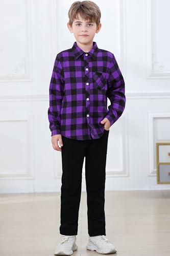 Image of Betusline Boy and Men Button Down Plaid Shirt