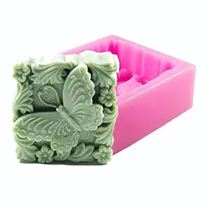 Butterfly in Flowers Soap Mold - MoldFun Butterfly Craft Silicone Mold for Handmade Lotion Bar, Bath Bomb, Wax, Crayon, Polymer Clay, Plaster of Paris