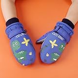 SJTJSPX Kinder Skihandschuhe Jungen Mädchen Fäustlinge Wasserdicht Winddicht Handschuhe Dinosaurier Winterhandschuhe Kinderhandschuhe Thermo Warm Winterhandschuhe Outdoor Snowboard Sporthandschuhe