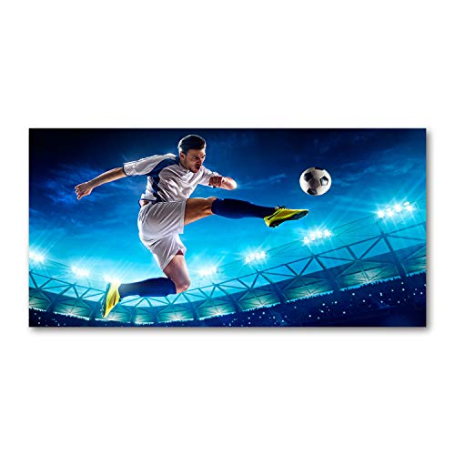 Fond de hotte verre trempé 100x50 cm sport football bleu pour raviver l'éclat de votre cuisine