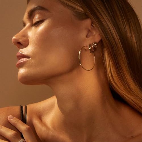 Gold Hoop Earrings Set for Women, 12 Pairs Hypoallergenic Large/Big Thin Thick Gold Hoops Earrings Loop Pack for Jewelry Gift 40mm/50mm2