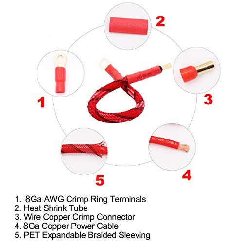 Magic Source Inline 60A Manl Fuse Holder With 1Ft 8 Gauge Awg Oxygen Free Copper Power Wire And O-Ring Copper Terminal To Protect Car Audio Amplifier From The Current (60A) #TOP3