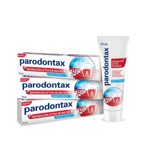 Parodontax, Reparación Activa de Encías, Pasta de dientes, Ayuda a Que se Reparen las Encías Inflamadas o Que Sangran, Menta Fresca, Pack de 3x75 ml