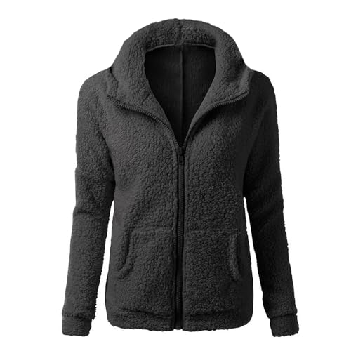 Fleece Jackets for Women 2024 Full Zip Sweatshirt Jacket Lapel Collar Coat Women Fuzzy Sherpa Jacket Winter Outerwear