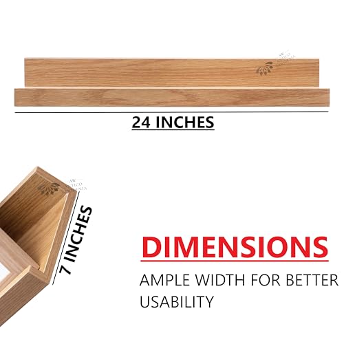 Image of Aries Wooden Floating Wall Shelf| Wall Rack Shelf | Wall Mount for Living Room, Bedroom, Kitchen (Ledge, Set of 2, Oak, XX-Large (24inches))