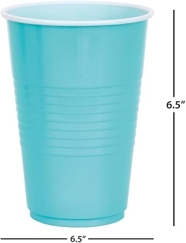 SANZINAZ Plastic Disposable Party Cups 16 oz, Terrific Teal, 18 Count Drinking Cups for Parties, Events, Gatherings, Celebrations, Picnics, Home, Office, Everyday Beverage Serving - Image 3