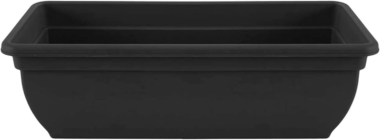 Long Rectangular Plastic Trough Planters, Black/ Trough/Windowsill Herbs Planters | Weather-Resistant, Outdoor/Indoor Balcony Patio Flower Fruits Pots | Plant Pots for Garden (1, 46CM Medium)