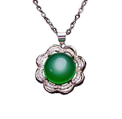 Pendentif calcédoine verte collier argent 925 véritable agate jade