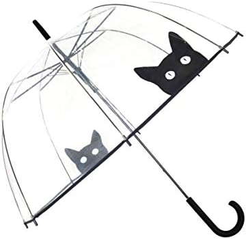 SMATI Stick Automatic Clear STARS Umbrella - Birdcage bubble See Through (Mom and Kid) (Cat)