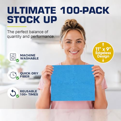 Image of GLIMGLINT Reusable Shop Towels, 200 Pack Microfiber Cleaning Cloth, 11 x9