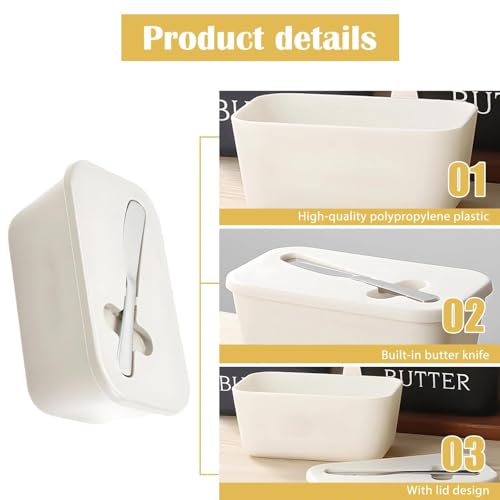 Butter Dish with Lid and Knife, Plastic Butter Holder Tray Container, Proof Storage Box, for Cheese Storage, Easy Scoop, Dishwasher Safe, Black - Image 4
