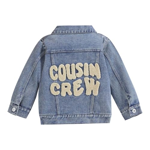 Letter Embroidered Denim Jacket for Toddler Girls Button Down Lapel Long Sleeve Shirts Little Girls Cute Stylish Clothes