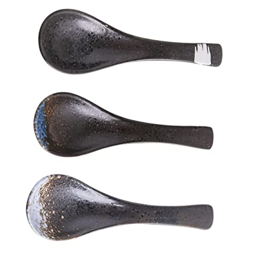 ULTECHNOVO 3 Piezas cuchara de cerámica cucharas home puchero japoni Japonés cocinando cuchara de sopa simple cuchara de arroz cucharón cuchara sopera de cerámica cuchara de sopa de hotel