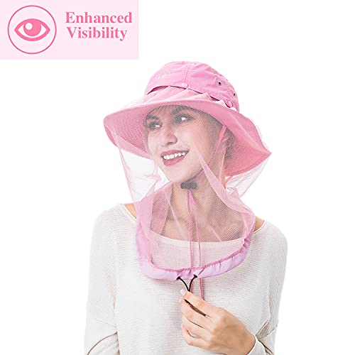 Image of Palmyth Head Net Hat, Sun Hat Safari Hat | UPF 50+, Removable Neck Flap, Water-Repellent, Wide Brim, Adjustable Chin Strap for Fishing and Gardening