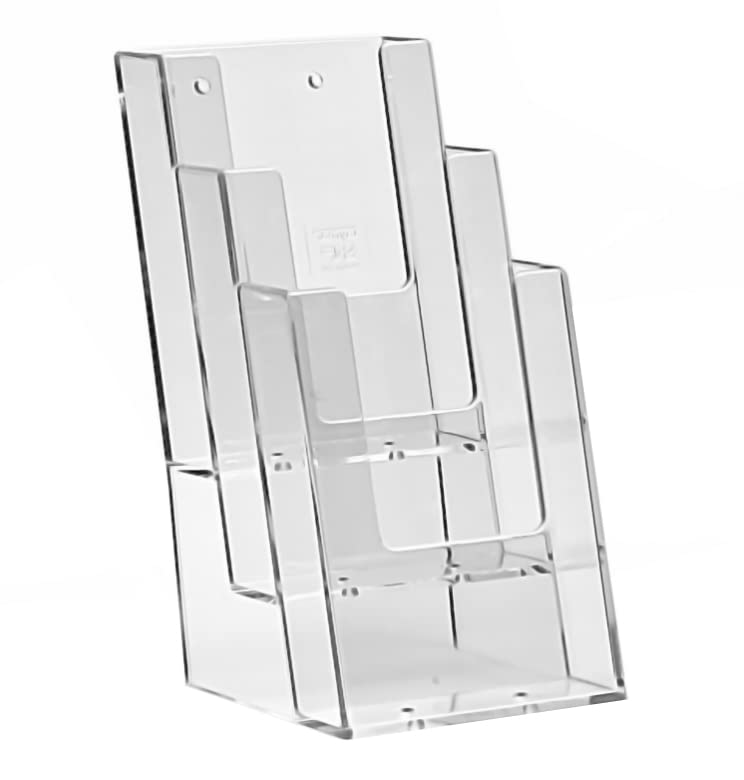 Porta Cd Da Tavolo PORTA DEPLIANT DA Banco 3 Pezzi A5 Plexiglass Trasparente Espositore Volantini EUR 129,85 - IT Porta Brochure