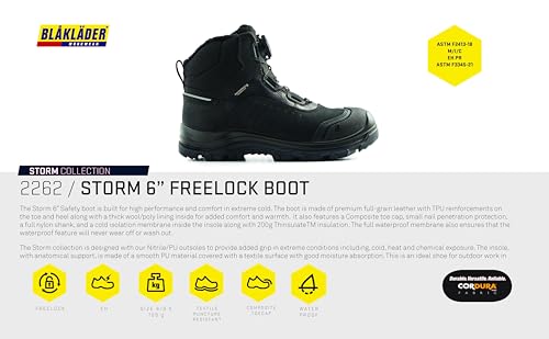 BLÅKLÄDER 2262 Storm 6" Freelock Boot – Full-Grain Leather, Composite Toe, 200g Thinsulate™ Insulation, Waterproof, Nitrile/PU Extreme Grip Outsole, Electrical Hazard Protection, 102