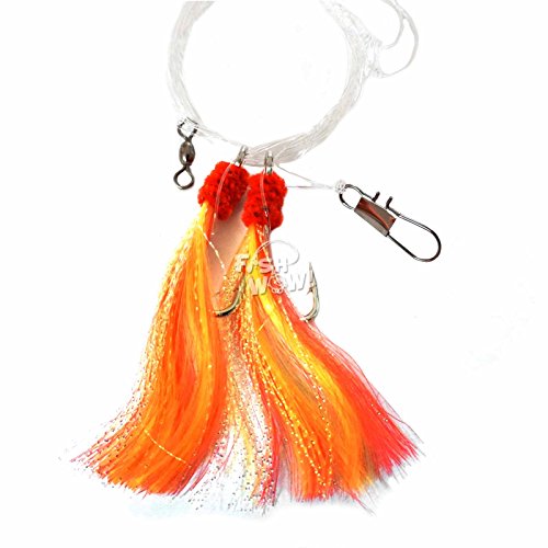 Fish Wow! 20 Packs Fishing Shrimp Fly Rig 5/0 Hook - Red Yellow White #TOP7