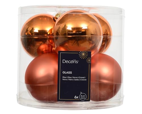 Kaemingk Weihnachtskugeln Glas 8cm 6 Stück - matt & glänzend -...