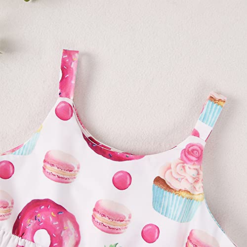 Gliglittr Toddler Baby Girl Jumpsuit One Piece Dinosaur Sleeveless Strap Romper Harem Pants Summer Baby Tie Dye Outfits (Donuts, 18-24Months) #TOP2