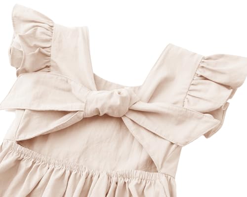 Dutebare Toddler Girls Swing Dress Linen Backless Tie Back Ruffle Hem Kid Casual Beach Dresses4