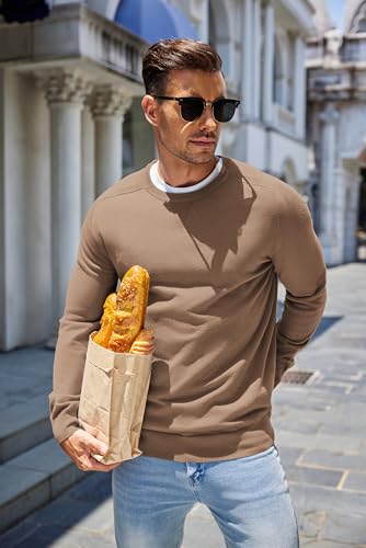 COOFANDY Mens Sweater Crewneck Pullover Long Sleeve Lightweight Sweater Plain Knit Silm Fit3