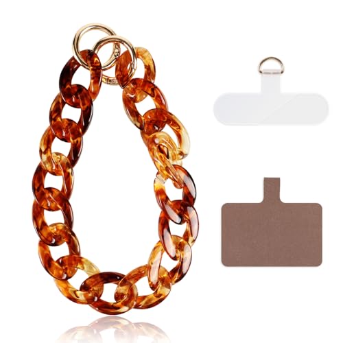 Kilbnom Cordon Telephone Portable Universelle avec Patchs,Bijoux Dragonne de Telephone Bracelet de Téléphone Portable Acrylique Chaine Charm,Compatibles avec...