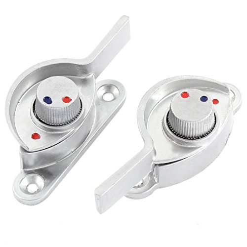 Aexit �h�AWindows�Z�L�����e�B���[�^���[�m�u�A���~���E�O�����T�b�V���b�N�y�A(Bouton de pour porte-fenetre Windows, aluminium, paire de verrous a guillotine en c